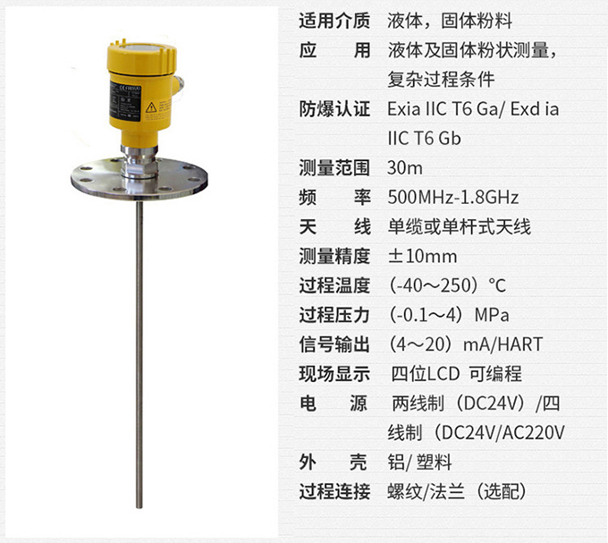 喇叭口雷達(dá)液位計RD710技術(shù)參數(shù)表圖